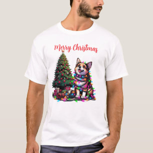Hund in WeihnachtsLICHT Kunst ummantelt T-Shirt