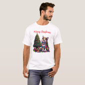 Hund in WeihnachtsLICHT Kunst ummantelt T-Shirt (Vorne ganz)
