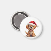 Hund in Weihnachtsmannmütze Magnet (Vorderseite/Rückseite)