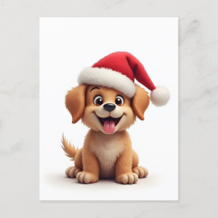Hund in Weihnachtsmannmütze Postkarte