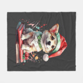 Hund in Weihnachtsmütze mit Büchern - Ein perfekte Fleecedecke (Vorderseite (Horizontal))