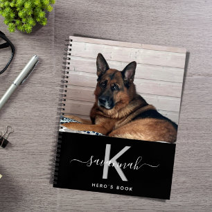 Hund individuelles Foto Schwarz Weiß Monogramm Notizblock