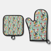 Hund isst ein Eis Ofenhandschuh & Topflappen-Set (Vorderseite)