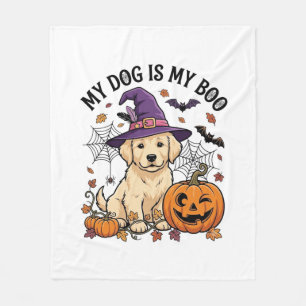Hund ist Boo Halloween Hexe Welpe Kürbis_1 Fleecedecke