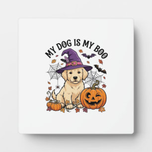 Hund ist Boo Halloween Hexe Welpe Kürbis_1 Fotoplatte