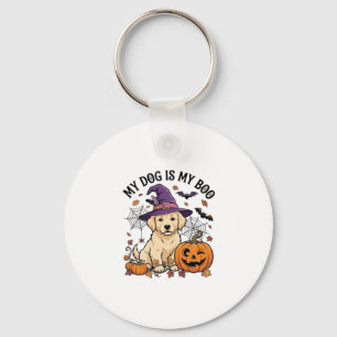 Hund ist Boo Halloween Hexe Welpe Kürbis_1 Schlüsselanhänger