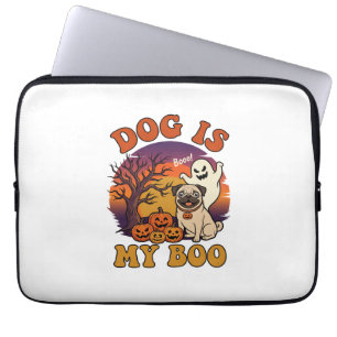 Hund ist Boo Halloween Mops Geist Kürbisse_1 Laptopschutzhülle
