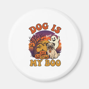 Hund ist Boo Halloween Mops Geist Kürbisse_1 Magnet