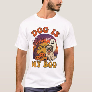 Hund ist Boo Halloween Mops Geist Kürbisse_1 T-Shirt