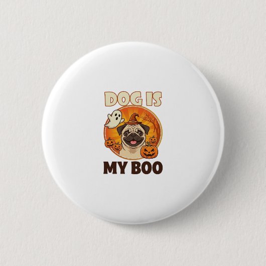 Hund ist Boo Pug Halloween Geist Kürbis Button (Vorderseite)
