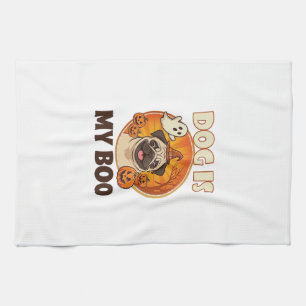 Hund ist Boo Pug Halloween Geist Kürbis Geschirrtuch