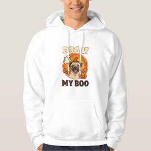 Hund ist Boo Pug Halloween Geist Kürbis Hoodie