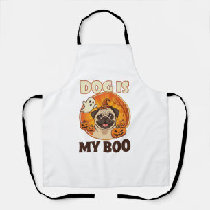 Hund ist Boo Pug Halloween Geist Kürbis Schürze
