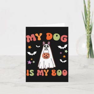 Hund ist Boo Schwarz Boston Terrier Halloween-Kost Karte