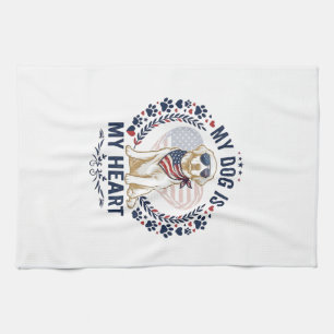 Hund ist Herz Amerikanische Flagge Sonnenbrille_1 Geschirrtuch
