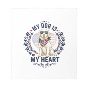 Hund ist Herz Amerikanische Flagge Sonnenbrille_1 Notizblock