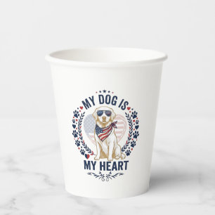 Hund ist Herz Amerikanische Flagge Sonnenbrille_1 Pappbecher