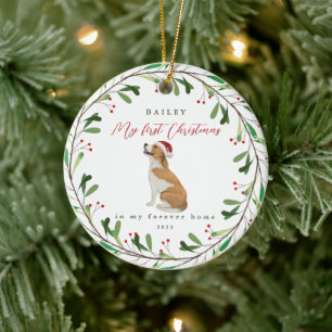 Hund ist mein erstes Weihnachten mit Name Beagle Keramik Ornament