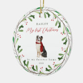 Hund ist mein erstes Weihnachten mit Name Herding Keramik Ornament (Links)