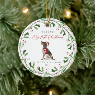 Hund ist mein erstes Weihnachten mit Name Pointer Keramik Ornament