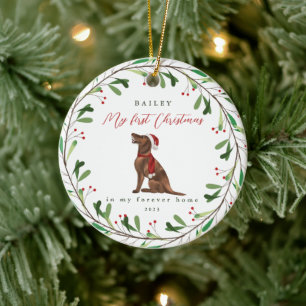 Hund ist mein erstes Weihnachten mit Name Pointer Keramik Ornament