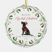 Hund ist mein erstes Weihnachten mit Name Pointer  Keramik Ornament (Vorne)
