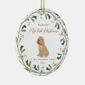 Hund ist mein erstes Weihnachten mit Name Poodle Keramik Ornament (Rechts)