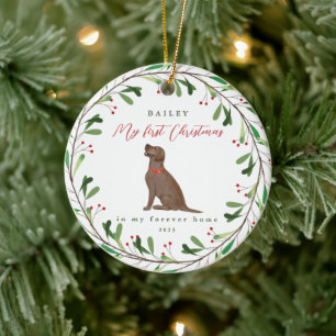 Hund ist mein erstes Weihnachten mit Name Schokola Keramik Ornament