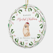 Hund ist mein erstes Weihnachten mit Name Spitz Keramik Ornament (Links)