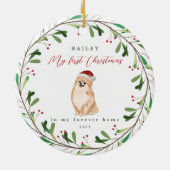 Hund ist mein erstes Weihnachten mit Name Spitz Keramik Ornament (Hinten)
