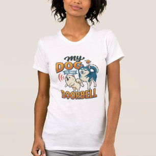Hund ist Türklingel Bellen Weiß Blau_1 T-Shirt