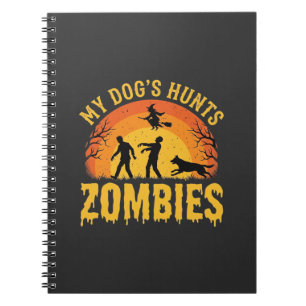 Hund jagt Zombies Halloween-Design Notizblock