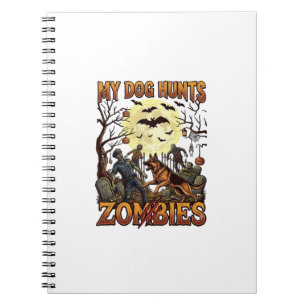 Hund jagt Zombies Halloween Deutscher Schäferhund  Notizblock