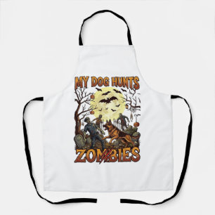 Hund jagt Zombies Halloween Deutscher Schäferhund Schürze