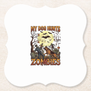 Hund jagt Zombies Halloween Deutscher Schäferhund  Untersetzer