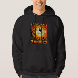 Hund jagt Zombies Halloween Geister Hexe Mond Hoodie
