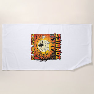 Hund jagt Zombies Halloween Geister Hexe Mond Strandtuch