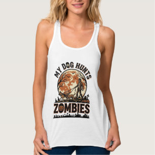 Hund jagt Zombies Vintage Halloween Vektor Design_ Tank Top
