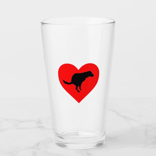 Hund Kacke Herz Glas (Vorderseite)
