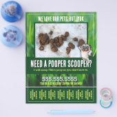 Hund Kackte Scooper. Aufräumen des Gartens. Maßges Flyer (Einzeln)