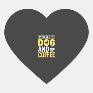 Hund Kaffee Liebhaber Powered By Design Herz-Aufkleber