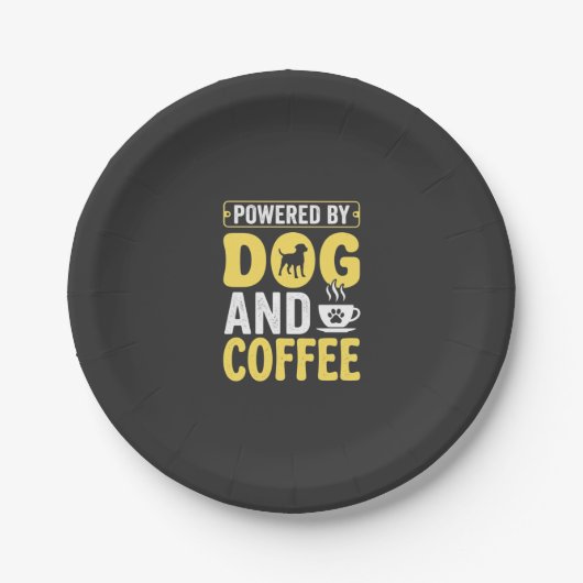 Hund Kaffee Liebhaber Powered By Design Pappteller (Vorderseite)