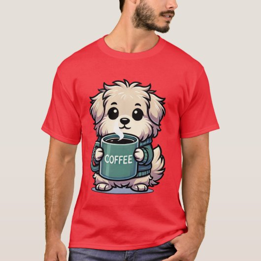Hund Kaffee T-Shirt (Vorderseite)