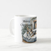 Hund Kamin Weihnachten Kaffeetasse (Vorderseite Links)