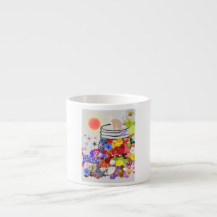 Hund, Katze, Obst und Blume Espressotasse