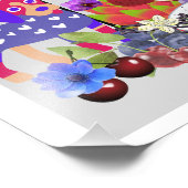 Hund, Katze, Obst und Blume Fotodruck (Ecke)