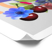 Hund, Katze, Obst und Blume Poster (Ecke)