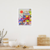 Hund, Katze, Obst und Blume Poster (Küche)