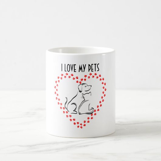 Hund & Katze Pawprint Herz-Tasse Kaffeetasse (Mittel)