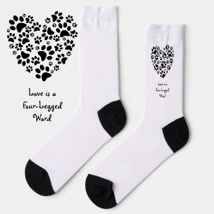 Hund Katze Pfotenabdrücke Herz Valentinstag Liebe Socken
